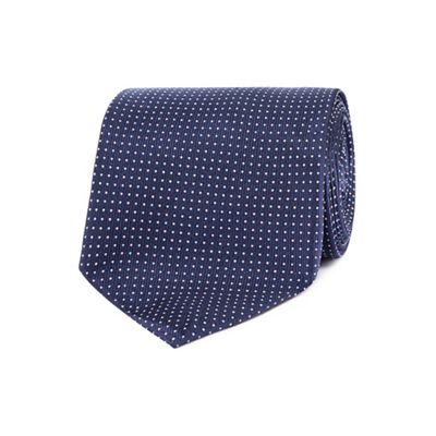 Navy micro-dot silk tie